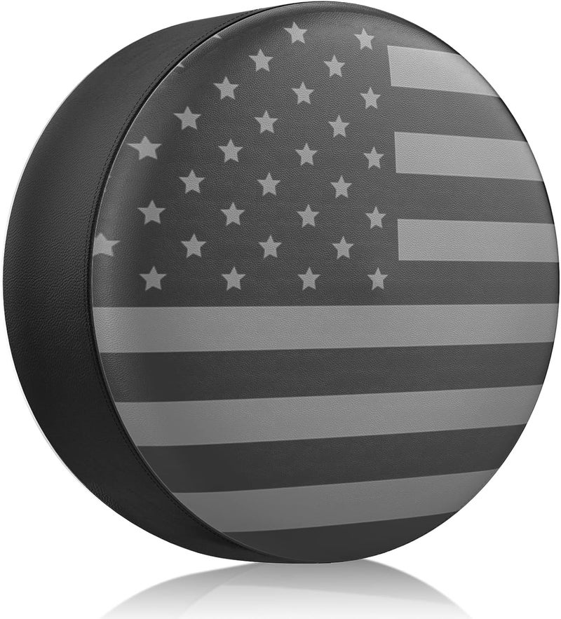 DUDSOEHO Spare Tire Cover for RV Trailer, Waterproof Leather Wheel Cover with American USA Flag, Camper Spare Tire Cover Fit for Jeep Wrangler Rv SUV Truck Travel Trailer 17" - Image 1